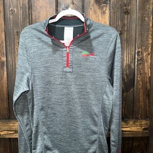 Reebok Gray and Red Quarter-Zip Sweatshirt
